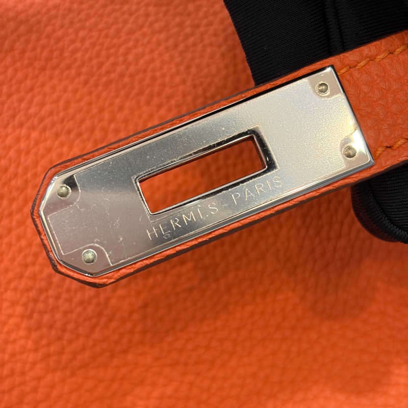 HERMES SO KELLY 26 TOGO愛馬仕橘色銀釦凱莉包肩背包斜背包水桶包-26