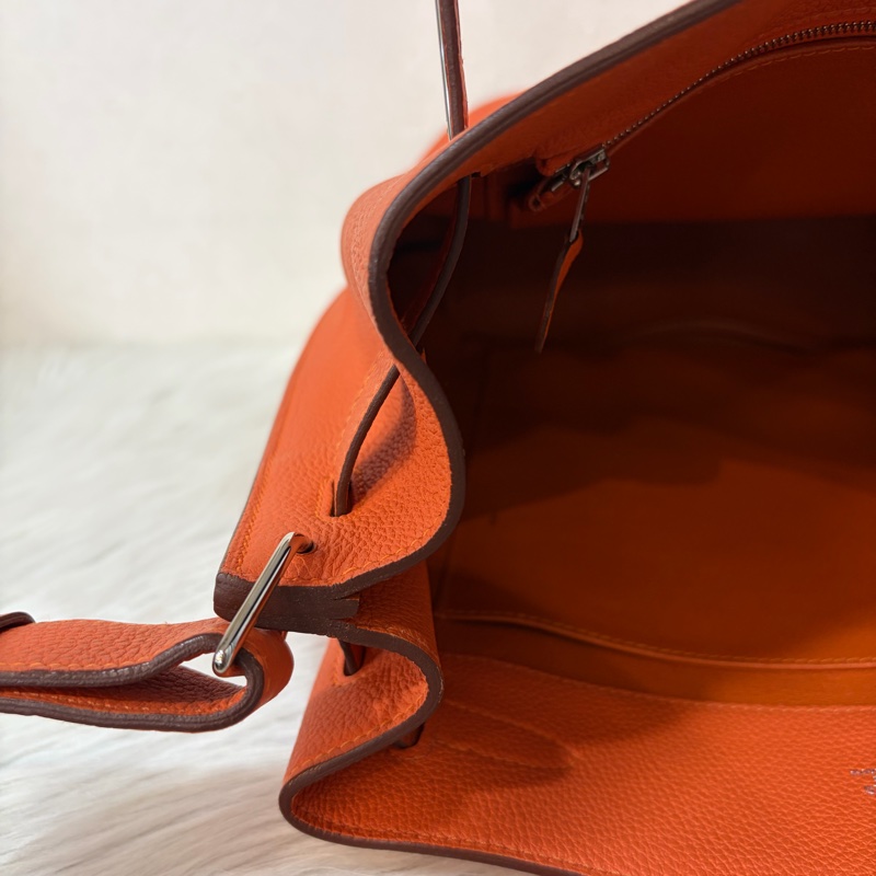 HERMES SO KELLY 26 TOGO愛馬仕橘色銀釦凱莉包肩背包斜背包水桶包-29