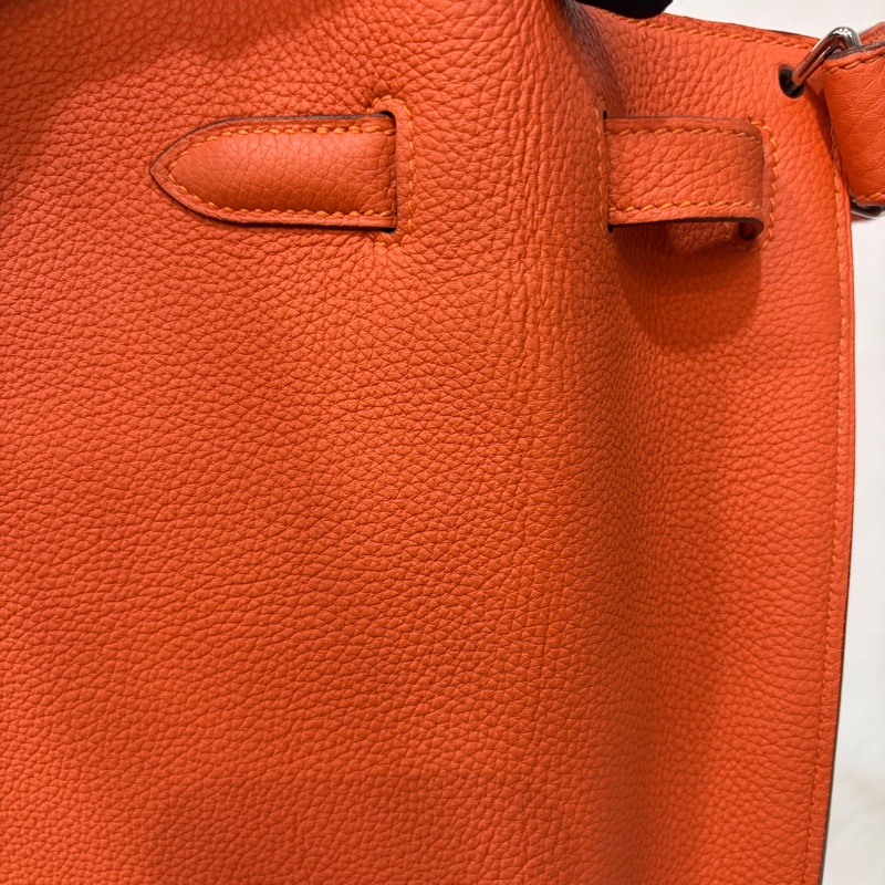 HERMES SO KELLY 26 TOGO愛馬仕橘色銀釦凱莉包肩背包斜背包水桶包-46