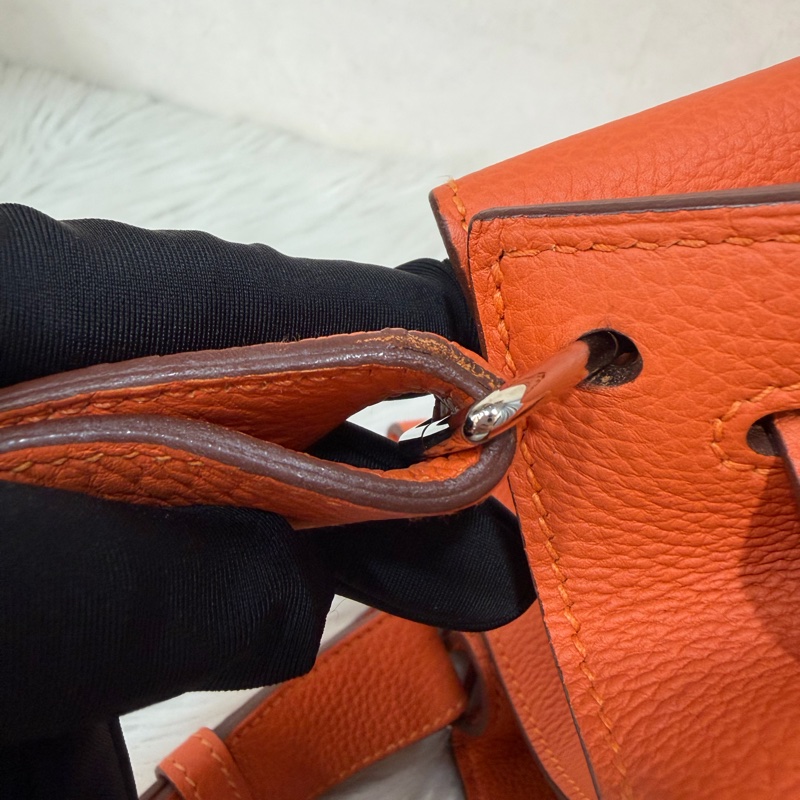 HERMES SO KELLY 26 TOGO愛馬仕橘色銀釦凱莉包肩背包斜背包水桶包-57