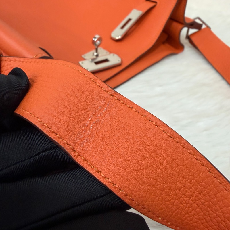 HERMES SO KELLY 26 TOGO愛馬仕橘色銀釦凱莉包肩背包斜背包水桶包-61