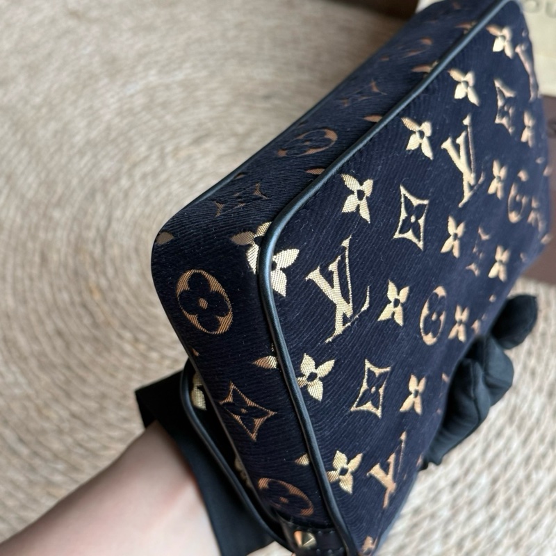 99新🆕路易威登LV絲絨限定款黑金老花麻將包手提包斜背包 金扣 ✅正品-3