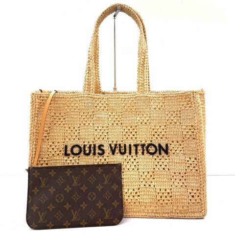 LOUIS VUITTON 路易威登 拉菲草手工編織SUMMER SHOPPER TOTE MM 手提包 RFID M25008