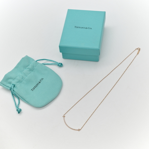 TIFFANY&CO. T Smile 18K 玫瑰金 鑲鑽 微笑項鍊
