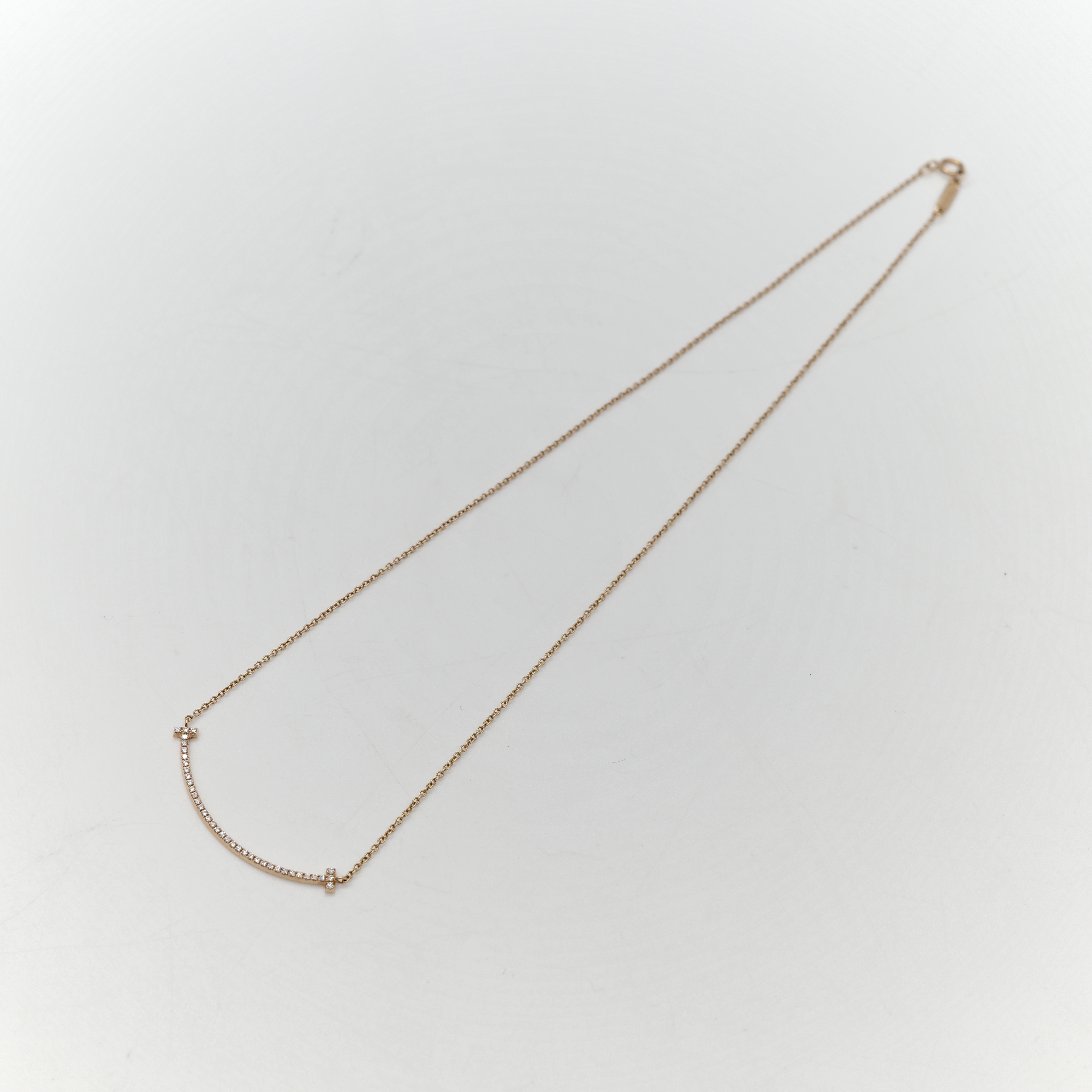 TIFFANY&CO. T Smile 18K 玫瑰金 鑲鑽 微笑項鍊-1