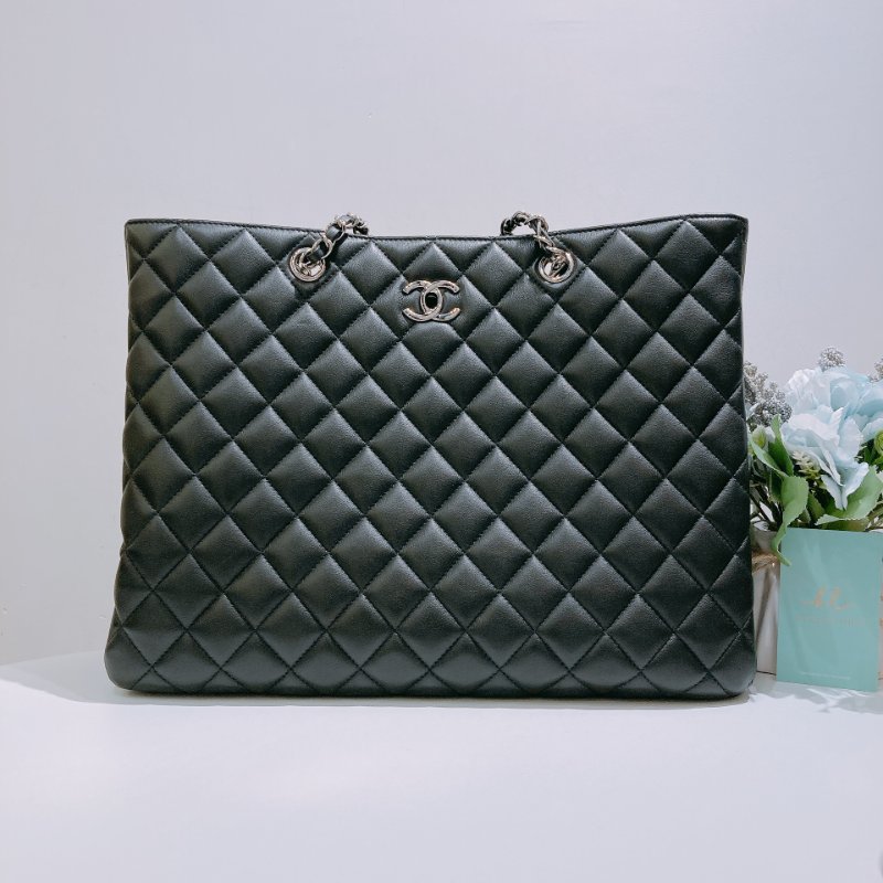 TW4877 Chanel 香奈兒 新版GST托特包 小牛皮 黑銀A91046 GST Tote Bag Calfskin Black x PHW-0