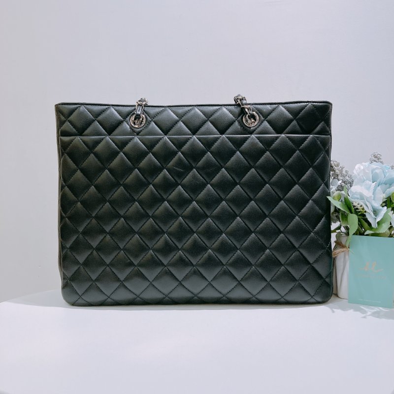 TW4877 Chanel 香奈兒 新版GST托特包 小牛皮 黑銀A91046 GST Tote Bag Calfskin Black x PHW-1
