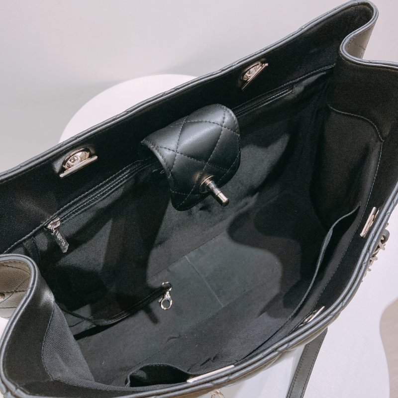 TW4877 Chanel 香奈兒 新版GST托特包 小牛皮 黑銀A91046 GST Tote Bag Calfskin Black x PHW-13