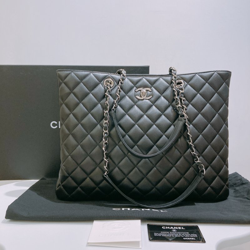 TW4877 Chanel 香奈兒 新版GST托特包 小牛皮 黑銀A91046 GST Tote Bag Calfskin Black x PHW-18