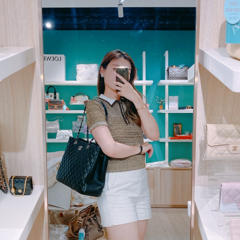 TW4877 Chanel 香奈兒 新版GST托特包 小牛皮 黑銀A91046 GST Tote Bag Calfskin Black x PHW-19