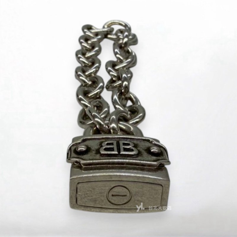 A13238-BALENCIAGA 復古銀色BB鎖頭手鍊859977TZ46S1876-3