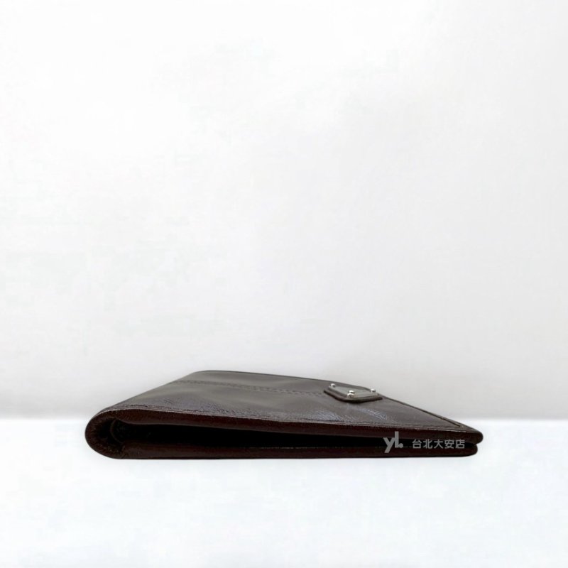 A13231-PRADA 咖啡色油蠟小牛皮三角標誌對開短夾2MO513_2CX7_F0161-4
