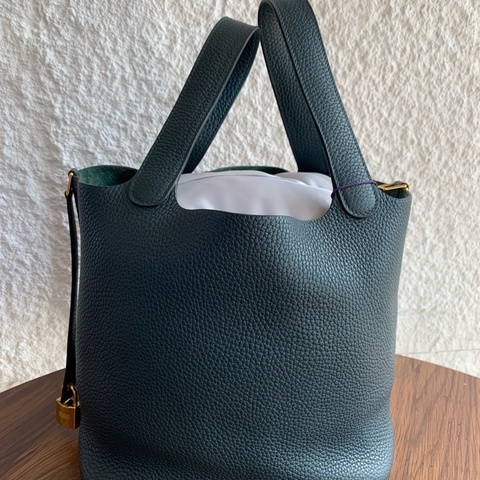 愛馬仕 hermes 菜籃子22金扣有鎖一把鑰匙 Y刻