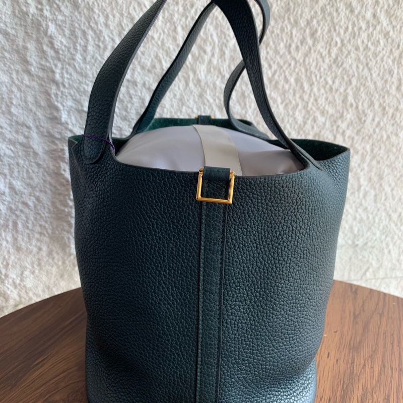 愛馬仕 hermes 菜籃子22金扣有鎖一把鑰匙 Y刻-1
