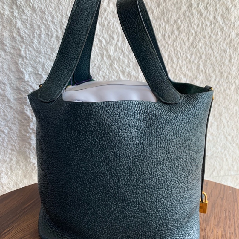 愛馬仕 hermes 菜籃子22金扣有鎖一把鑰匙 Y刻-2