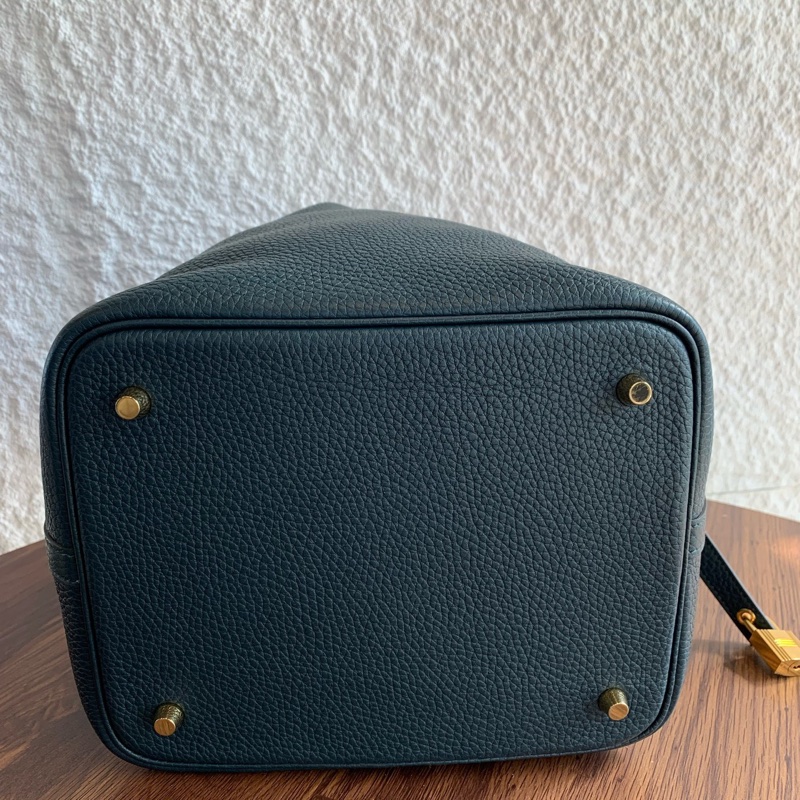 愛馬仕 hermes 菜籃子22金扣有鎖一把鑰匙 Y刻-3