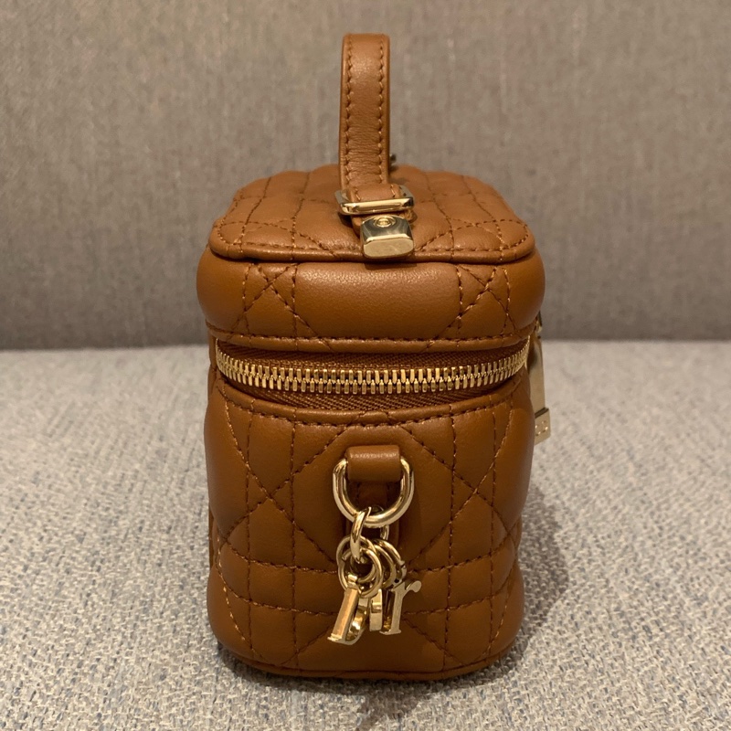 迪奧 Dior 金棕羊皮迷你化妝盒 手提斜挎包-2
