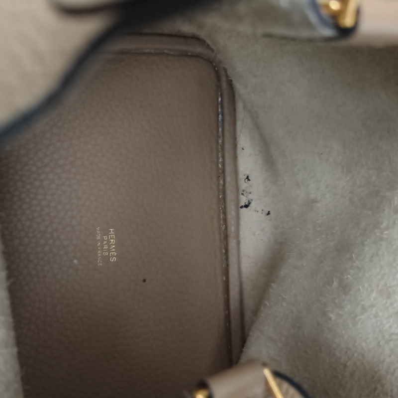 HERMES Picotin18菜籃子風衣灰TC皮Z刻金扣手提包-5
