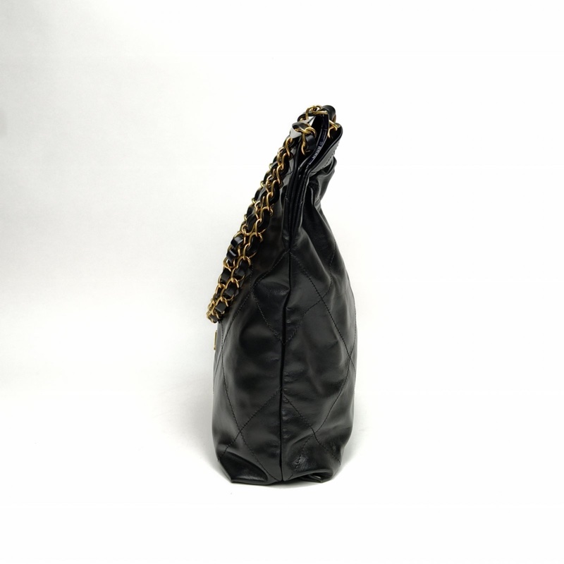 CHANEL 22BagTote托特包小號黑色牛皮晶片金扣肩背包-1