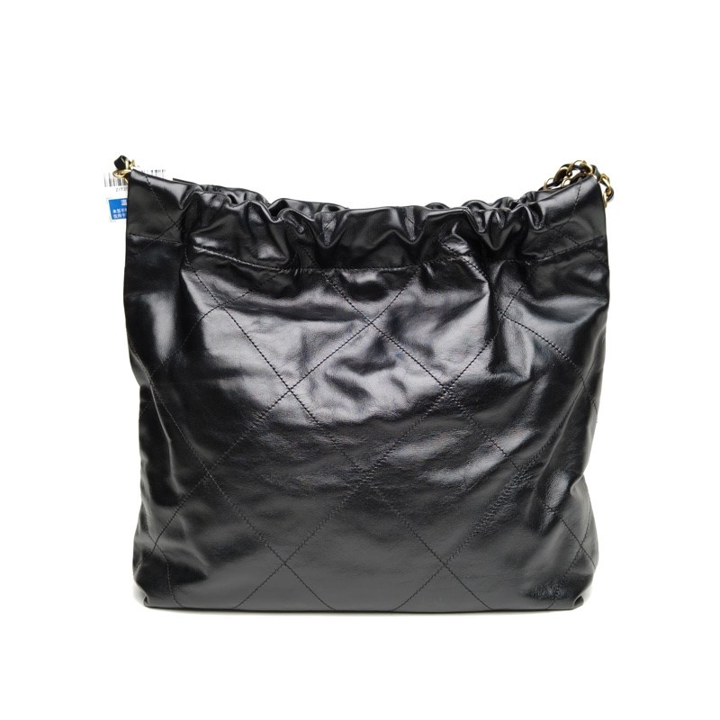 CHANEL 22BagTote托特包小號黑色牛皮晶片金扣肩背包-2