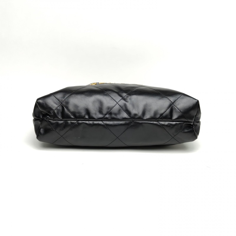 CHANEL 22BagTote托特包小號黑色牛皮晶片金扣肩背包-3