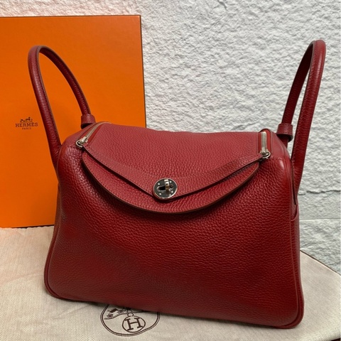 愛馬仕 Hermes Lindy30 紅色 框Q