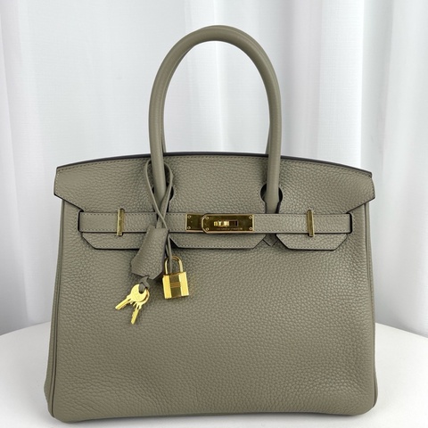 99新🆕Hermes/愛馬仕birkin30手提包斜挎包鼠尾草綠 金扣 X刻💚正品