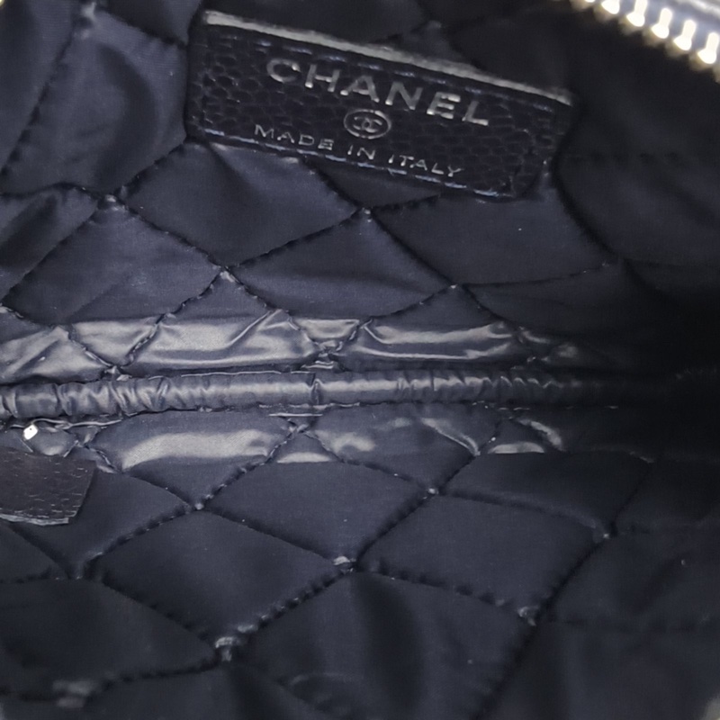 CHANEL 藍色荔枝牛皮18開銀扣深拉鏈款零錢包卡包錢包-5