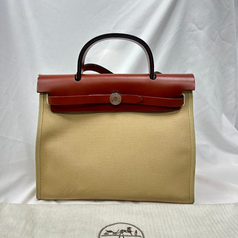 Hermes herbag31磚紅拼奶茶色-0