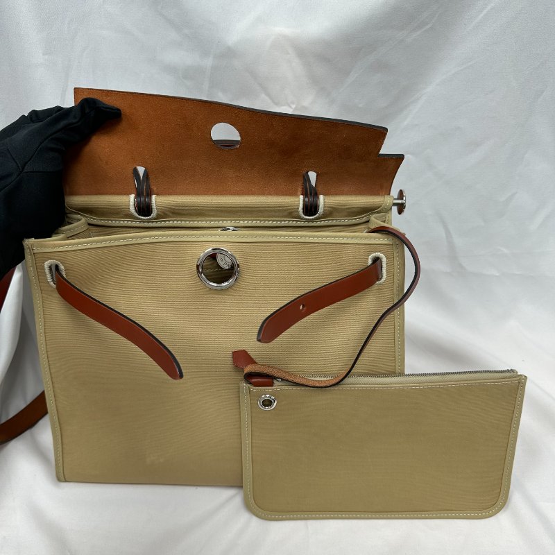 Hermes herbag31磚紅拼奶茶色-5