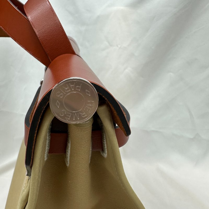 Hermes herbag31磚紅拼奶茶色-19