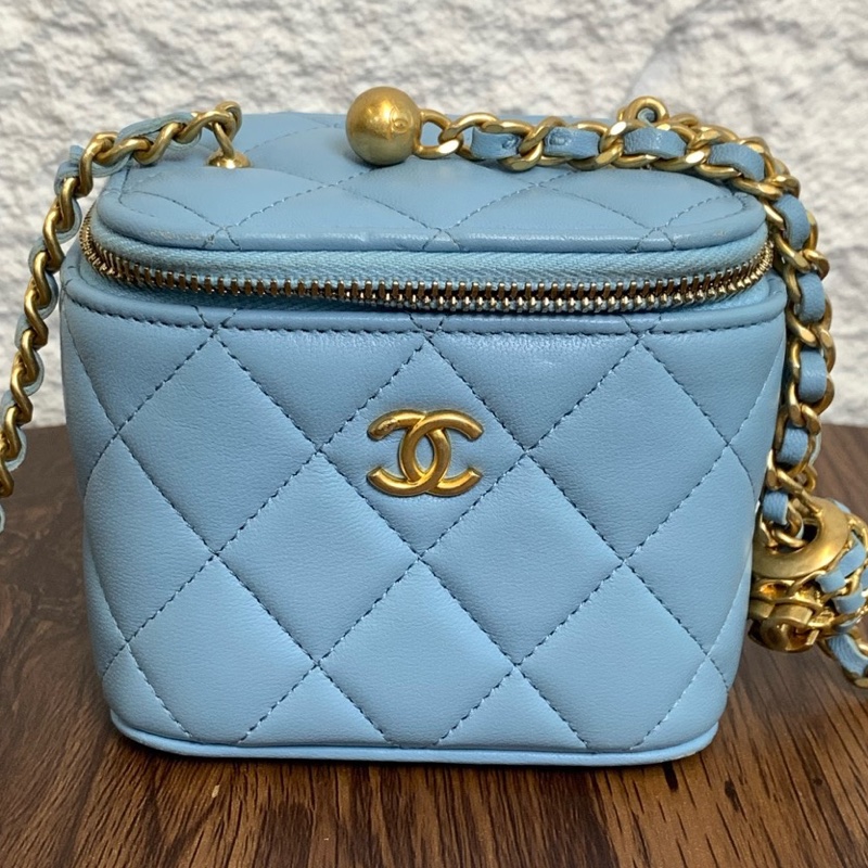 香奈兒 chanel 天藍色金球化妝盒-0
