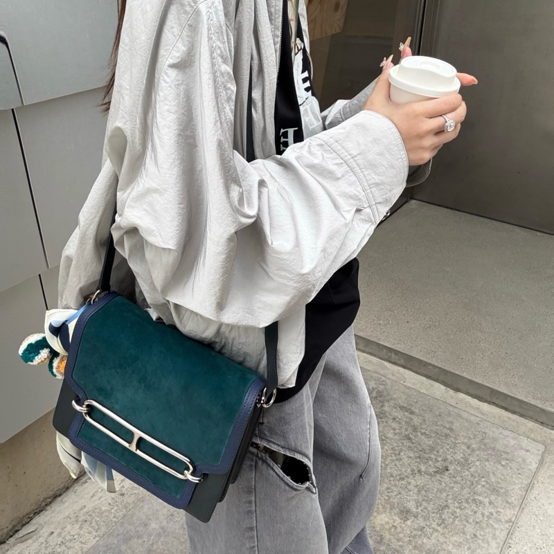 🔹稀有限量 🆕99新Hermes HERMES 愛馬仕 roulis23豬鼻子單肩包斜挎包,限量三拼色拼皮 銀扣💙正品-7