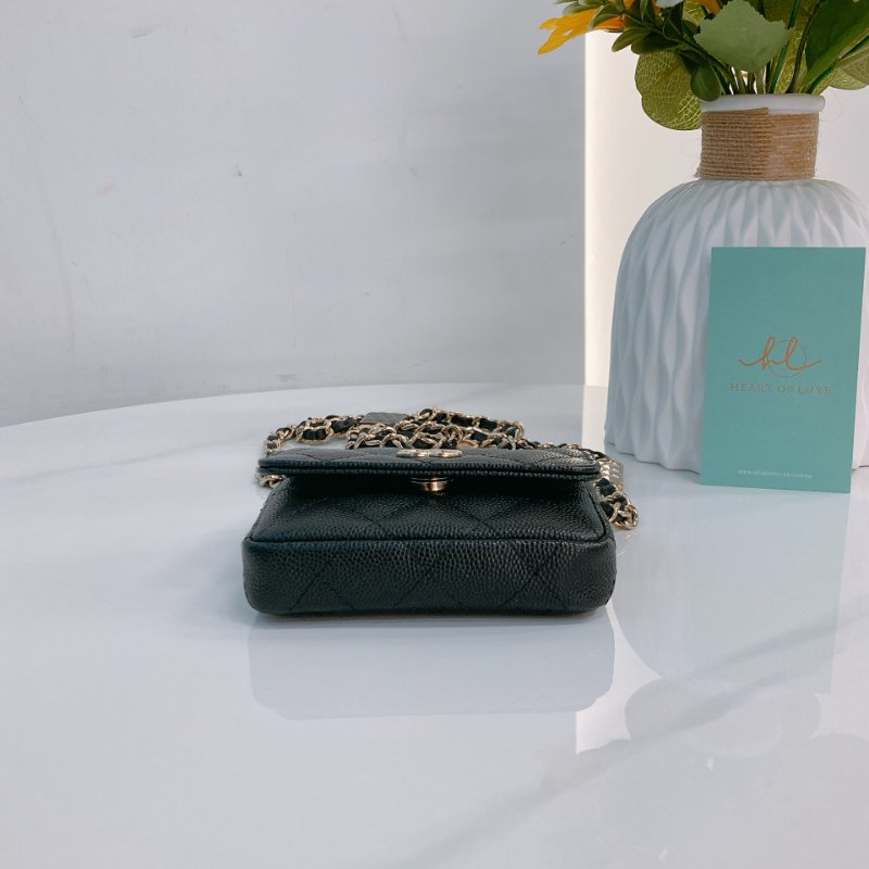 TW3470 Chanel 香奈兒 腰包 腰鏈 鏈條 包包小掛件 魚子醬牛皮 黑色 金扣 CC Logo Chain Belt Bag Caviar Black x GHW-7