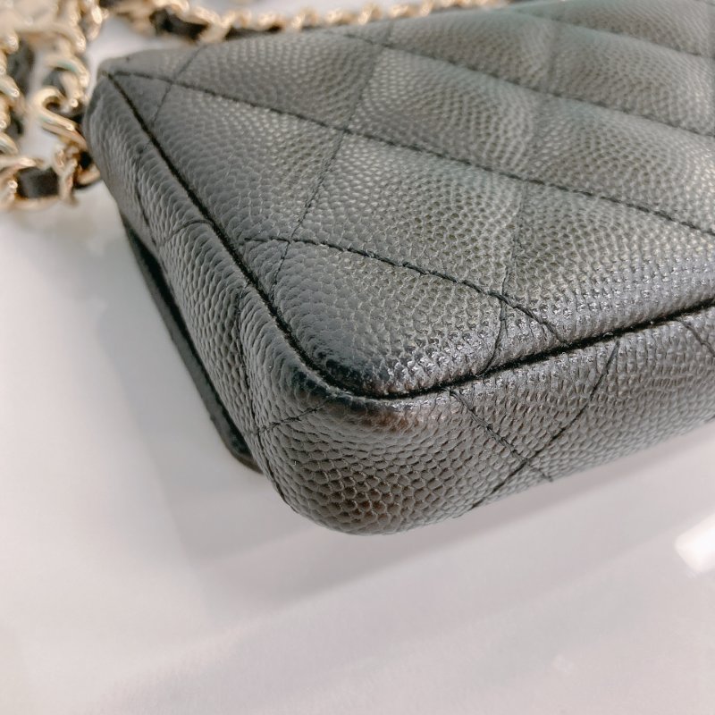 TW3470 Chanel 香奈兒 腰包 腰鏈 鏈條 包包小掛件 魚子醬牛皮 黑色 金扣 CC Logo Chain Belt Bag Caviar Black x GHW-10