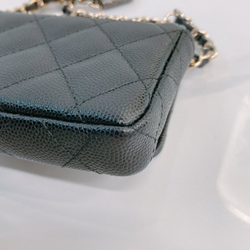 TW3470 Chanel 香奈兒 腰包 腰鏈 鏈條 包包小掛件 魚子醬牛皮 黑色 金扣 CC Logo Chain Belt Bag Caviar Black x GHW-11
