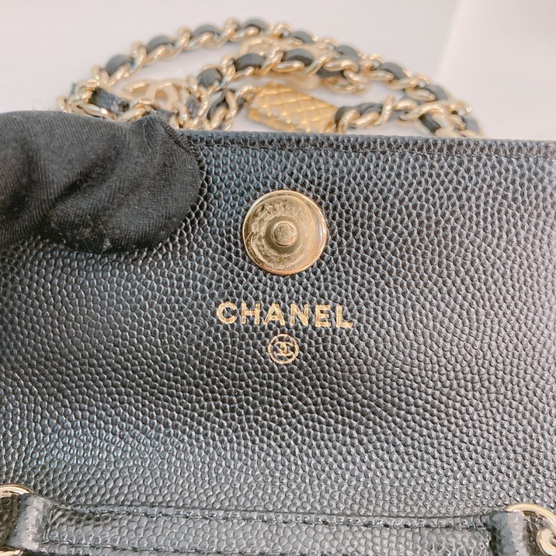 TW3470 Chanel 香奈兒 腰包 腰鏈 鏈條 包包小掛件 魚子醬牛皮 黑色 金扣 CC Logo Chain Belt Bag Caviar Black x GHW-15