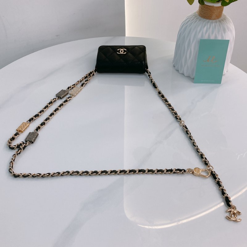 TW3470 Chanel 香奈兒 腰包 腰鏈 鏈條 包包小掛件 魚子醬牛皮 黑色 金扣 CC Logo Chain Belt Bag Caviar Black x GHW-19