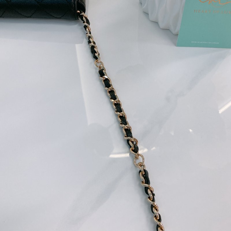 TW3470 Chanel 香奈兒 腰包 腰鏈 鏈條 包包小掛件 魚子醬牛皮 黑色 金扣 CC Logo Chain Belt Bag Caviar Black x GHW-23