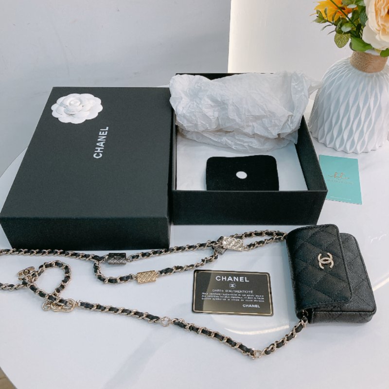 TW3470 Chanel 香奈兒 腰包 腰鏈 鏈條 包包小掛件 魚子醬牛皮 黑色 金扣 CC Logo Chain Belt Bag Caviar Black x GHW-28
