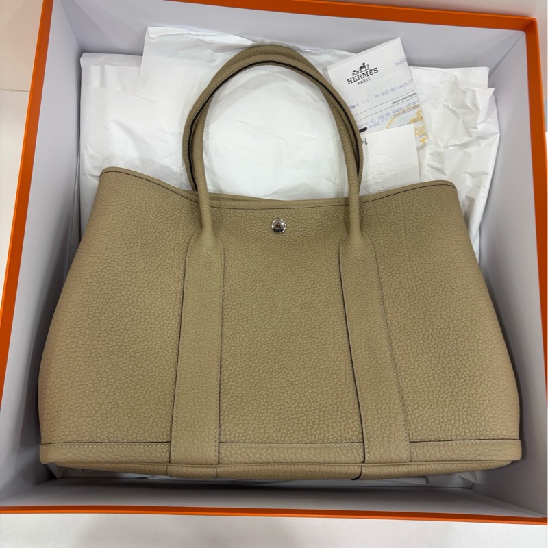 Hermes 愛馬仕 garden party花園30 S2風衣灰銀扣 K刻 有購證-1