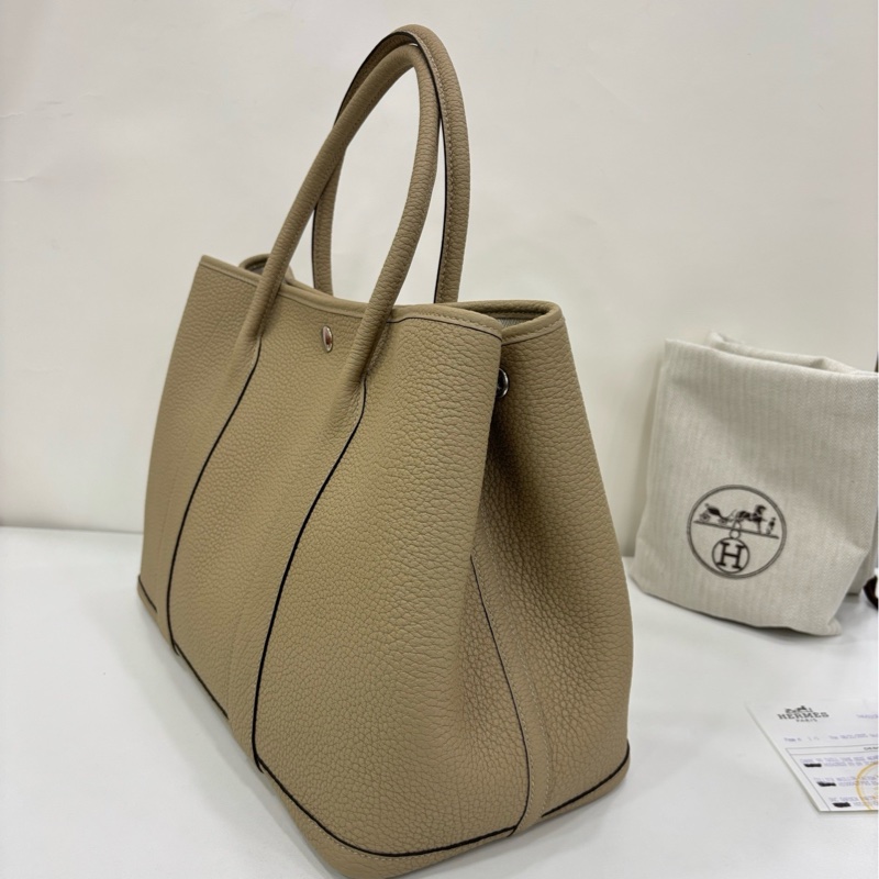 Hermes 愛馬仕 garden party花園30 S2風衣灰銀扣 K刻 有購證-3