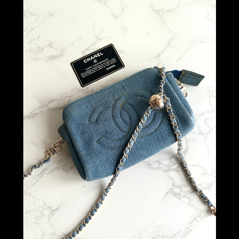 【LA LUNE】Chanel 稀有牛仔藍斜背包 中古包 單肩包 側背包 二手包 古董包-1