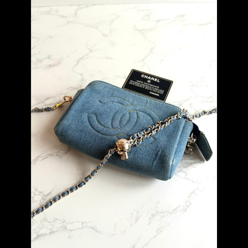【LA LUNE】Chanel 稀有牛仔藍斜背包 中古包 單肩包 側背包 二手包 古董包-2