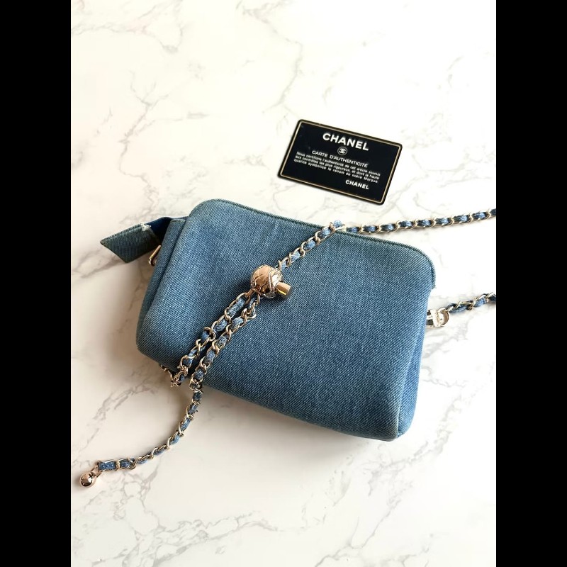 【LA LUNE】Chanel 稀有牛仔藍斜背包 中古包 單肩包 側背包 二手包 古董包-3