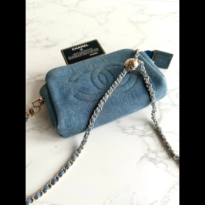 【LA LUNE】Chanel 稀有牛仔藍斜背包 中古包 單肩包 側背包 二手包 古董包-4