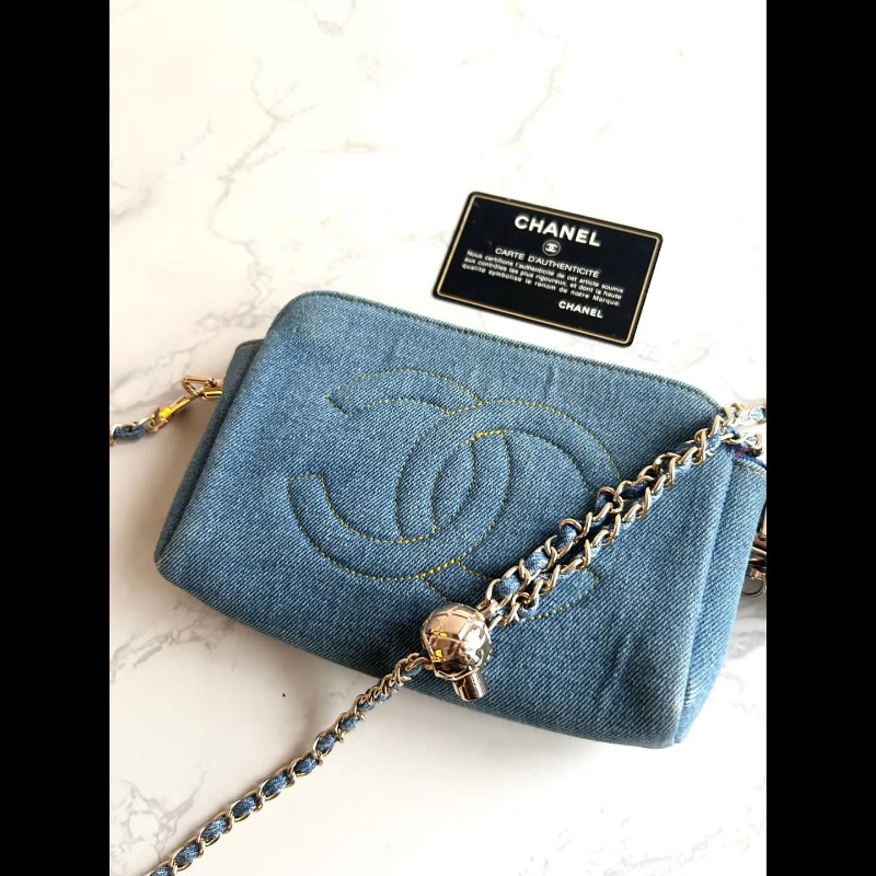 【LA LUNE】Chanel 稀有牛仔藍斜背包 中古包 單肩包 側背包 二手包 古董包-6
