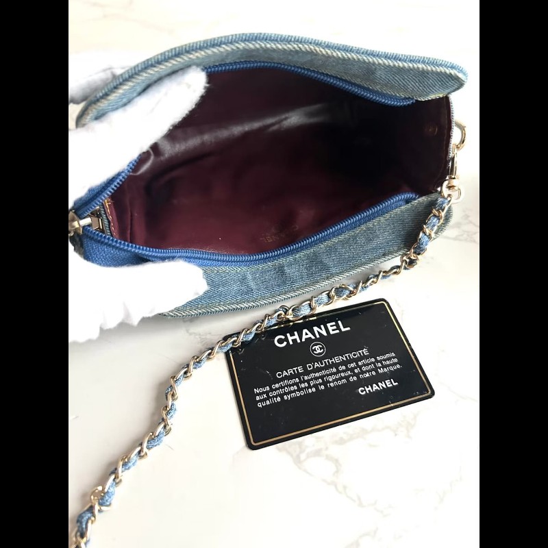 【LA LUNE】Chanel 稀有牛仔藍斜背包 中古包 單肩包 側背包 二手包 古董包-7