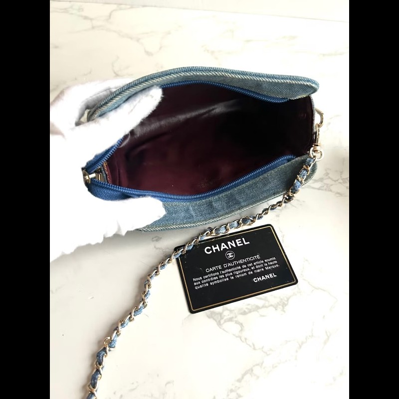 【LA LUNE】Chanel 稀有牛仔藍斜背包 中古包 單肩包 側背包 二手包 古董包-8