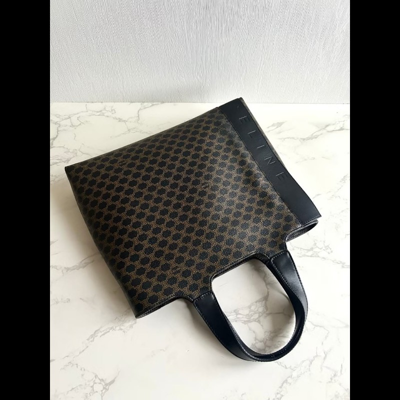 【LA LUNE】絕版中古包 Celine 黑色老花托特包 手提包 古董包 二手包 復古包-3